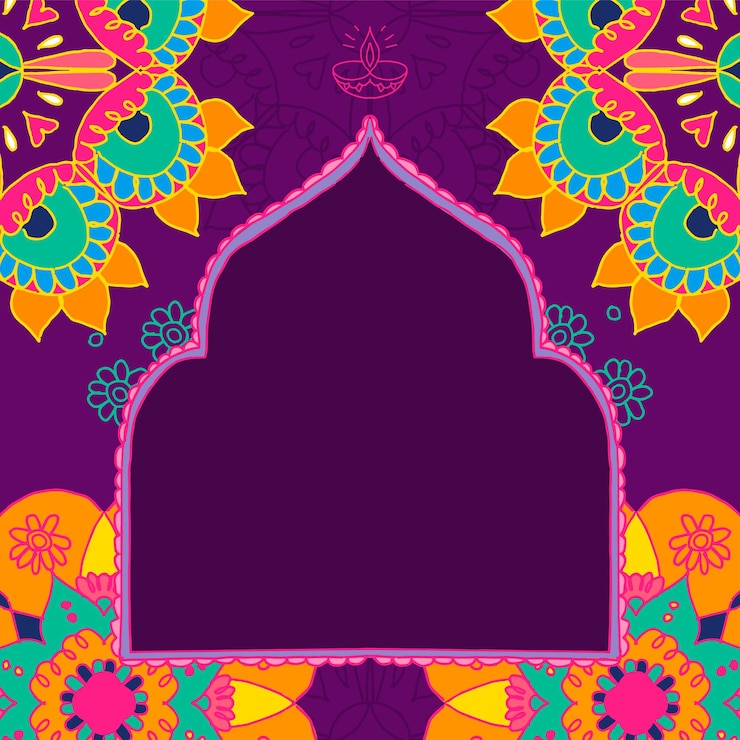 Bezpłatny plik Wektor diwali festiwal rangoli indian frame