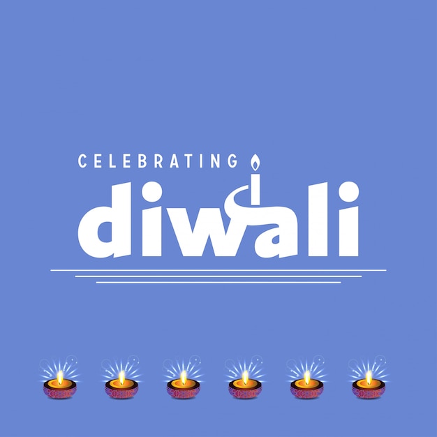 Diwali Projektuje Błękitnego Tło I Typografia Wektor