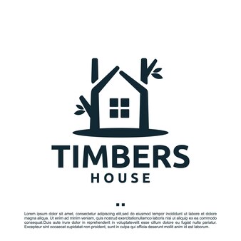 Dom z drewna, naturalny, szablon projektu logo