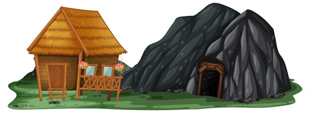 Domek obok jaskini skalnej