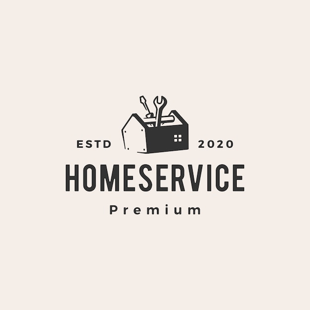 Domowy Serwis Hipster Vintage Logo Ikona Ilustracja Premium Wektorów