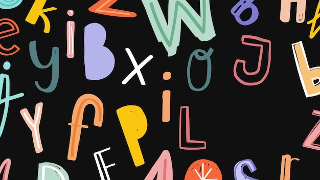 Doodle Alfabet Czcionka Typografia Wektor Tło Projekt Przestrzeni