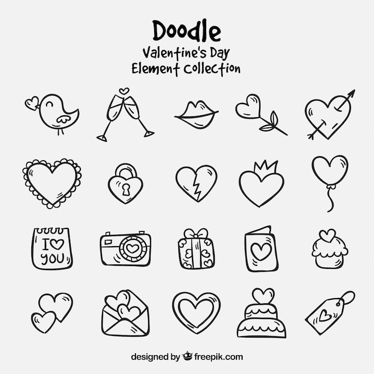 Bezpłatny plik Wektor doodle element kolekcji walentynki