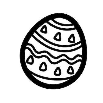 Doodle pisanka ręcznie rysowane czarno-białe jajko tradycyjny wzór i ornament