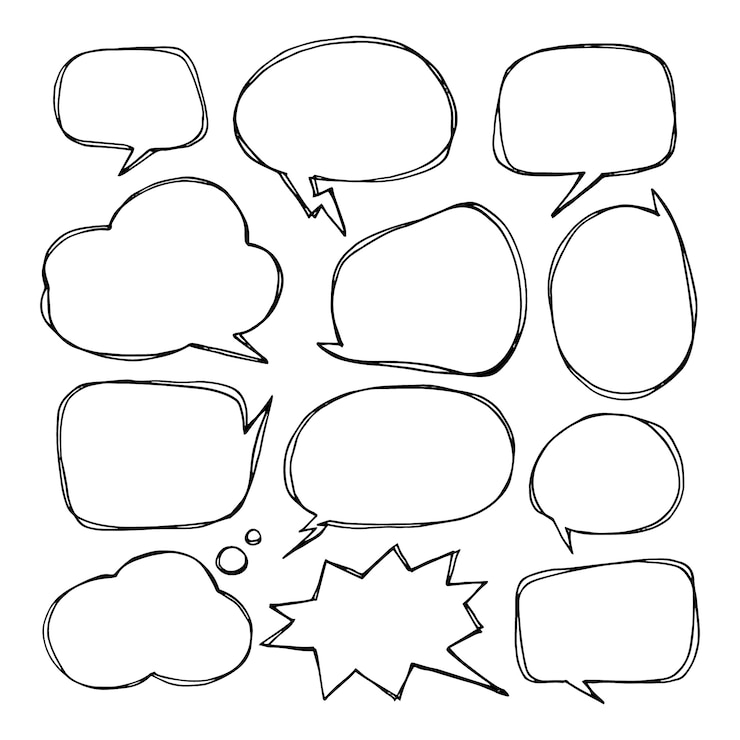 Bezpłatny plik Wektor doodle ręcznie rysowane kolekcja rysunków bańka mowy