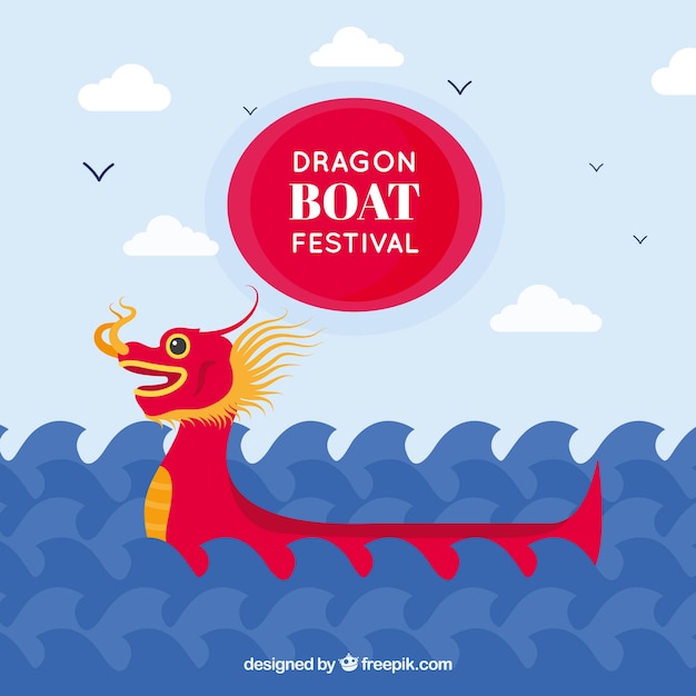 Dragon łodzi Festiwalu Tła Z Fal