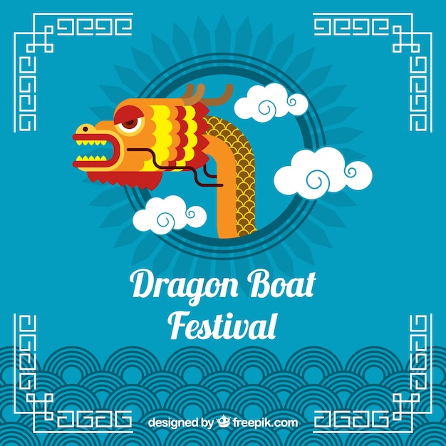 Dragon łodzi Festiwalu Tła Z Głową Smoka W środku
