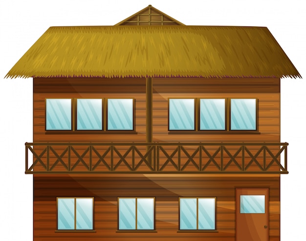 Bezpłatny wektor drewniana kabina z wieloma oknami