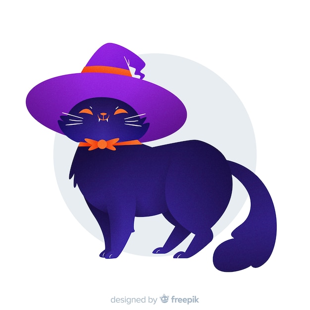 Dumny kot w kapeluszu czarownicy