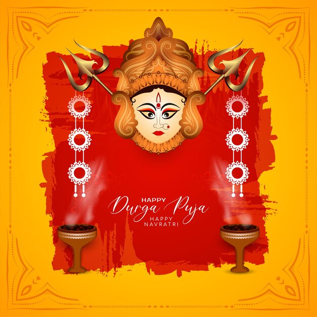 Durga Puja i Happy navratri festiwal bogini durga tło kultu