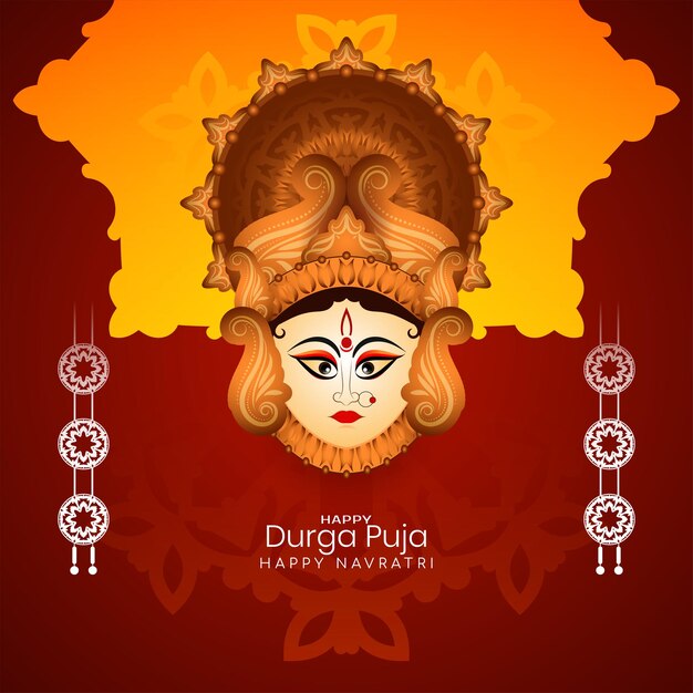 Durga Puja i szczęśliwy navratri bogini Durga kultu festiwalu tło wektor projektu