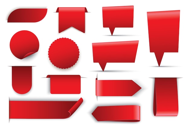 Duży zestaw wektor czerwony kolor w kształcie bańki mowy banery metki naklejki plakaty odznaki