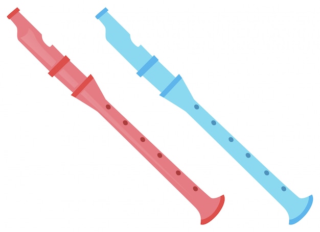 Dwa flety w kolorze różowym i niebieskim