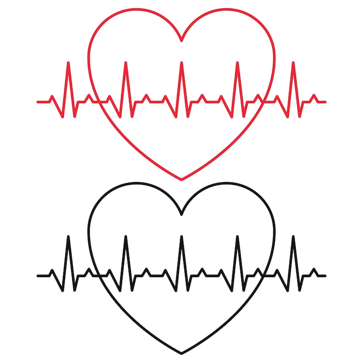Bezpłatny plik Wektor dwa kontury serca linii ekg bicia serca