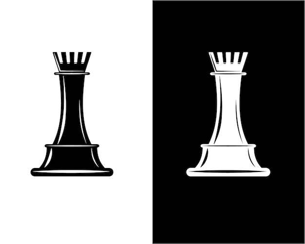 Dwie opcje szachy czarno-biała wieża element projektu wektorowego