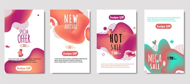 Dynamiczny abstrakcyjny płyn mobilny na sprzedaż banery Projekt szablonu banera sprzedaż Mega wyprzedaż specjalna oferta scenografia dla karty podarunkowej ulotki Plakat na ścianie okładka baner media społecznościowe