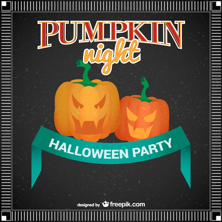 Bezpłatny plik Wektor dynia noc halloween party plakat