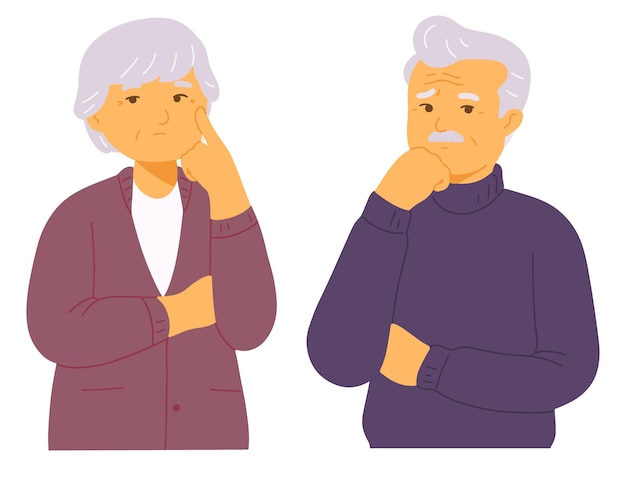 Dziadkowie zmartwienie problem emerytury niepokój stare cliparty ilustracja wektorowa