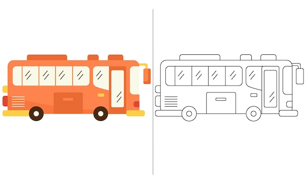 Dzieci kolorowanka ilustracja do kolorowania orange big bus