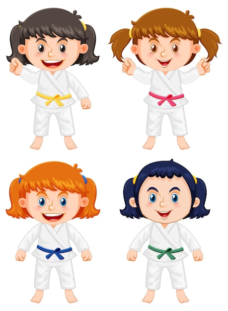 Bezpłatny wektor dzieci w mundurach taekwondo