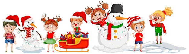 Dzieci w strojach świątecznych na białym tle