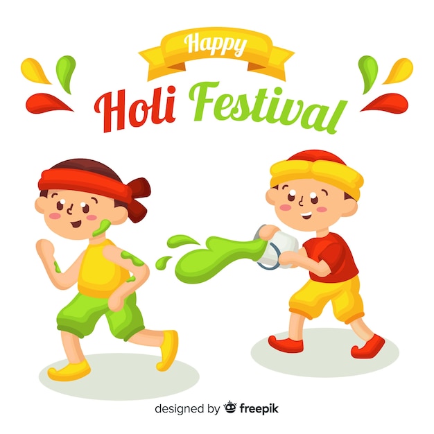 Dzieci Zabawy Na Festiwalu Holi