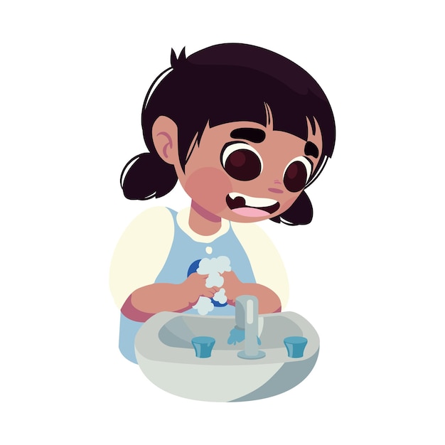 Bezpłatny wektor dziecko myje ręce mokre izolowana ikona
