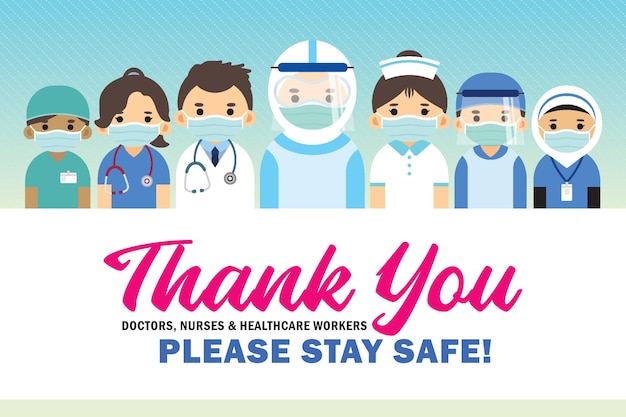 Dziękuję pracownikom pierwszej linii opieki zdrowotnej profesjonalny personel medyczny za walkę z koronawirusem