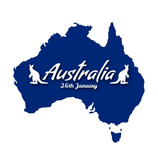 Bezpłatny wektor dzień australii kraj mapa z kangura