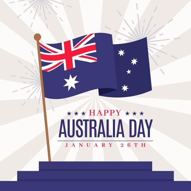 Dzień Australii w płaskiej konstrukcji