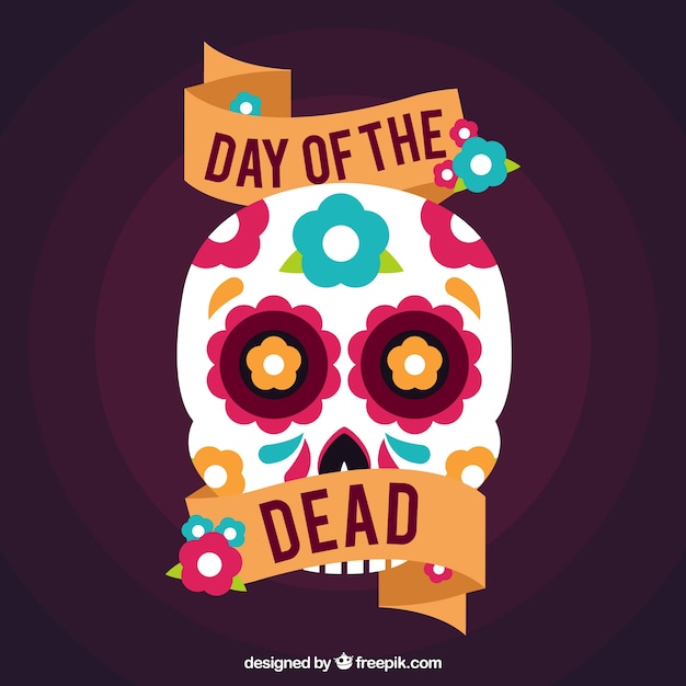 Dzień Martwego Tła Z Meksykańską Czaszką Dekoracyjną