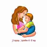 Bezpłatny wektor dzień matki dla mamy i syna miłość tło karty