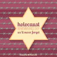 Bezpłatny wektor dzień pamięci o holokauście, gwiazda na czerwonym tle