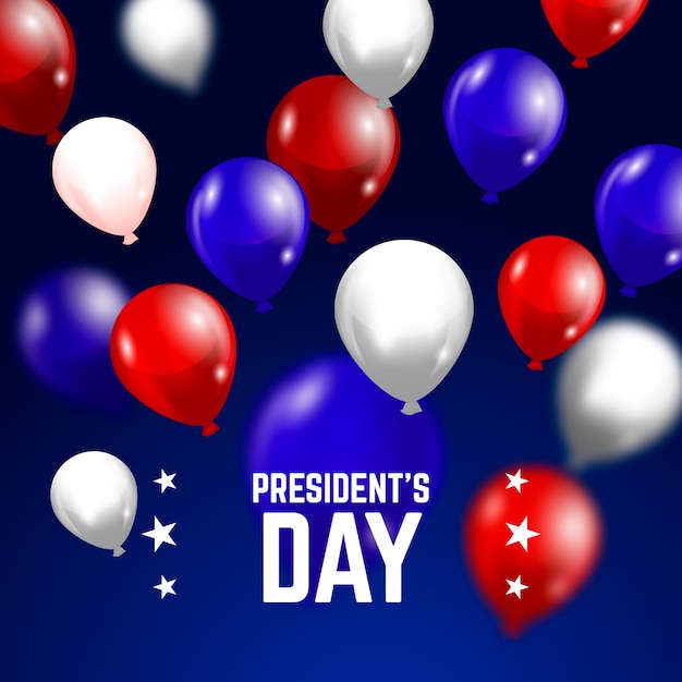 Dzień prezydenta z kolorowymi realistycznymi balonami