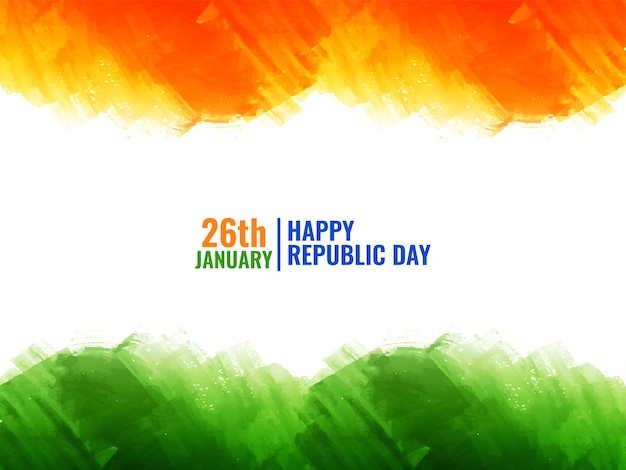 Dzień republiki indii tricolor motyw akwarela tło wektor