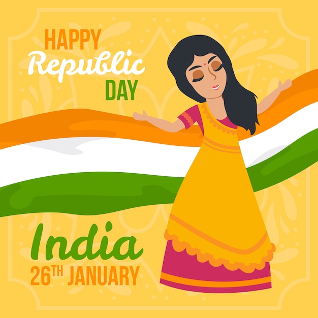 Dzień Republiki Indii W Płaskiej Konstrukcji