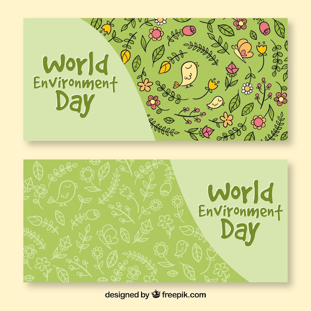 Bezpłatny wektor dzień świata środowiska banner z kwiatowym wzorem