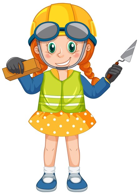 Dziewczyna ubrana w robotnika budowlanego