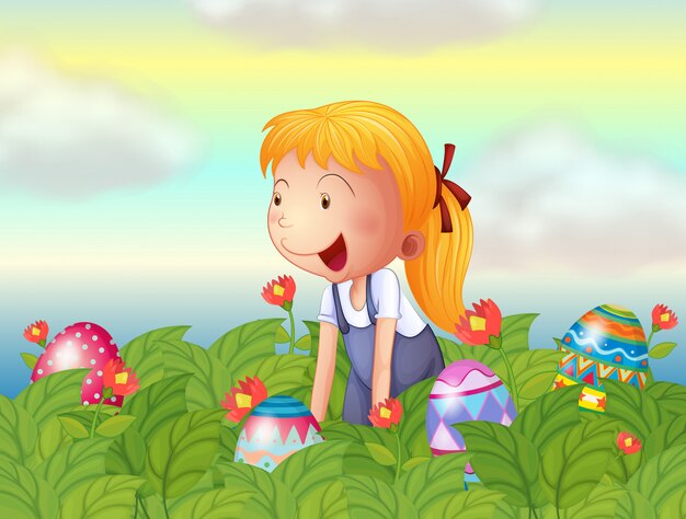 Dziewczyna widząca jajka w ogródzie