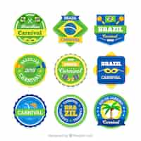 Bezpłatny wektor dziewięć brazylijskich karnawałowych etykiet