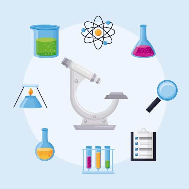 Dziewięć Ikon Laboratorium Chemicznego