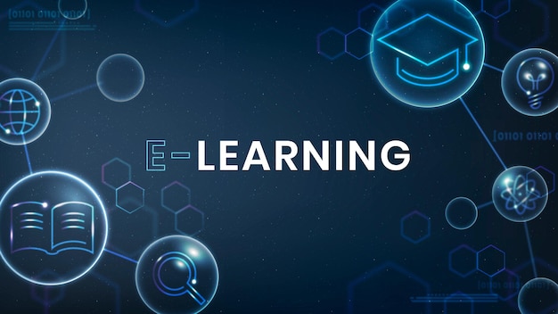 E-learning Edukacja Szablon Wektor Technologia Baner Reklamowy