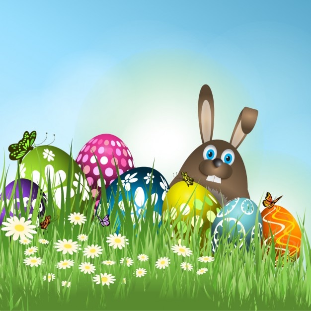 Easter Bunny i jaj tła