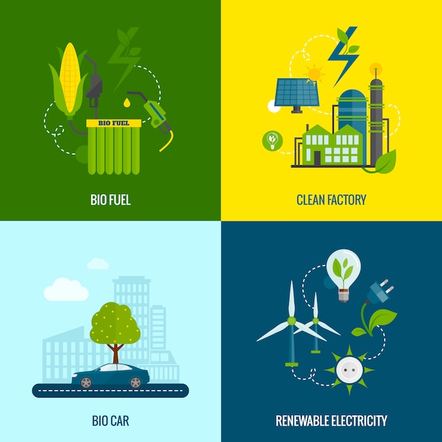 Eco Energy Płaskie Ikony Składu