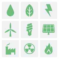 Bezpłatny wektor eco i zielone ikony ilustracyjne