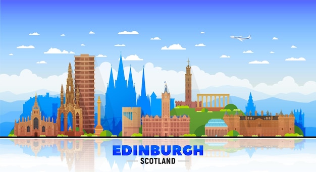 Bezpłatny wektor edynburg szkocja uk skyline z panoramą na tle nieba ilustracja wektorowa koncepcja podróży biznesowych i turystyki z nowoczesnymi budynkami obraz na baner lub stronę internetową
