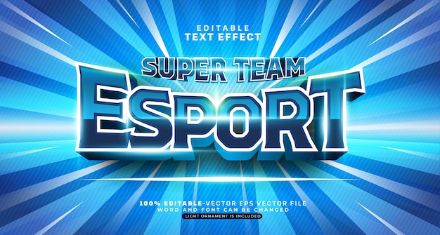 Bezpłatny wektor edytowalny efekt tekstowy blue esport team