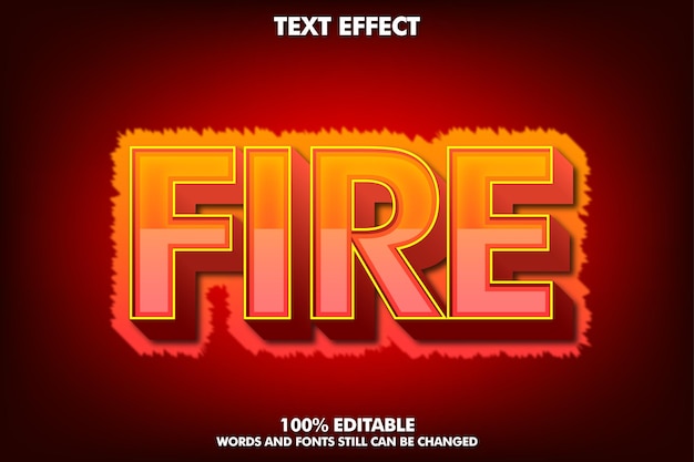 Bezpłatny wektor edytowalny efekt tekstowy gorącego ognia dla pikantnej koncepcji projektowej