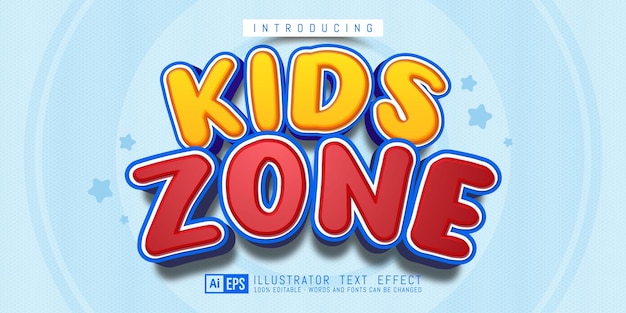 Edytowalny efekt tekstowy koncepcja stylu czcionki 3d strefy dla dzieci