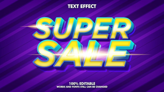 Edytowalny efekt tekstowy sprzedaży flash z flarą obiektywu